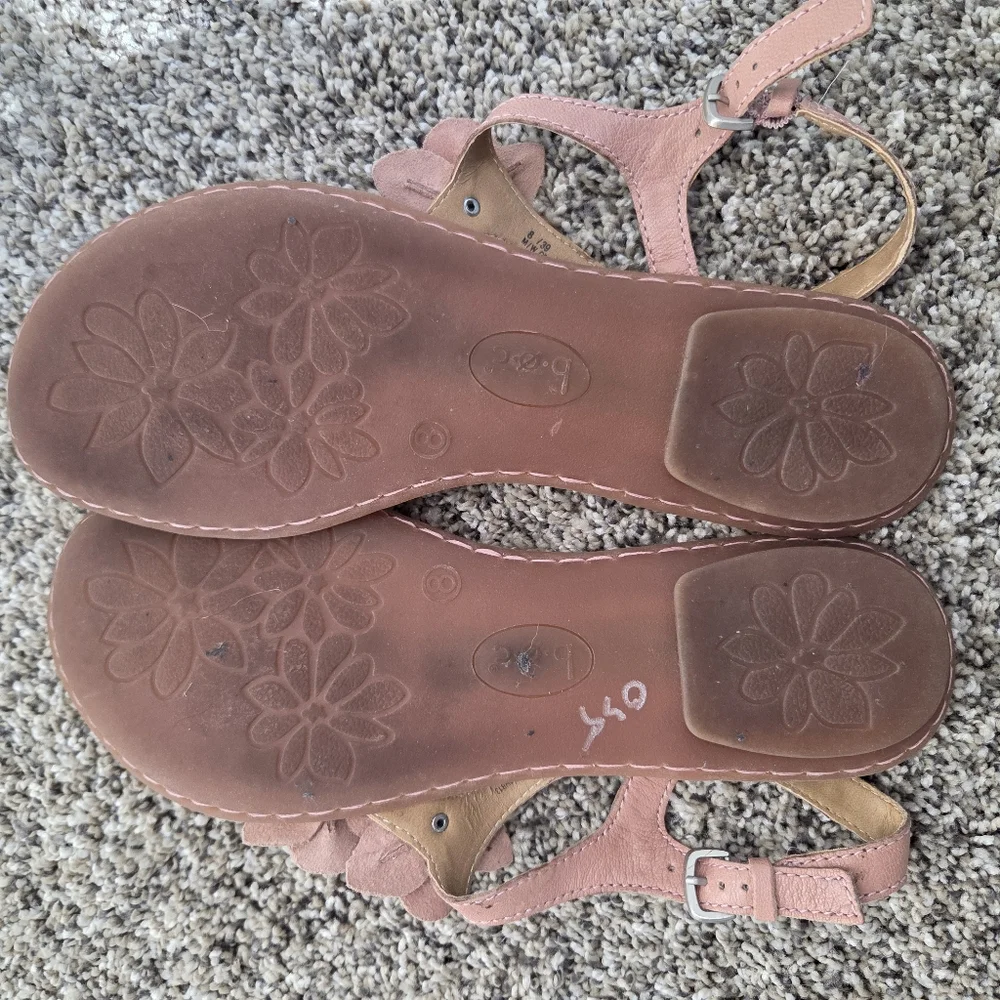 B.O.C.‎ Women's BOC Born Concept Dusty Pink Thong Leather Flower Sandals Size 8 - Picture 4 of 9